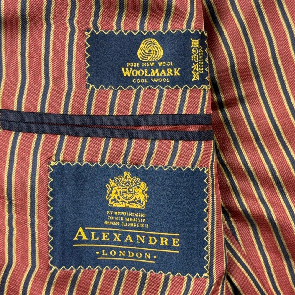 VTG Alexandre London Blazer Mens 42R Navy Blue Gold Button Wool Sport Coat UK